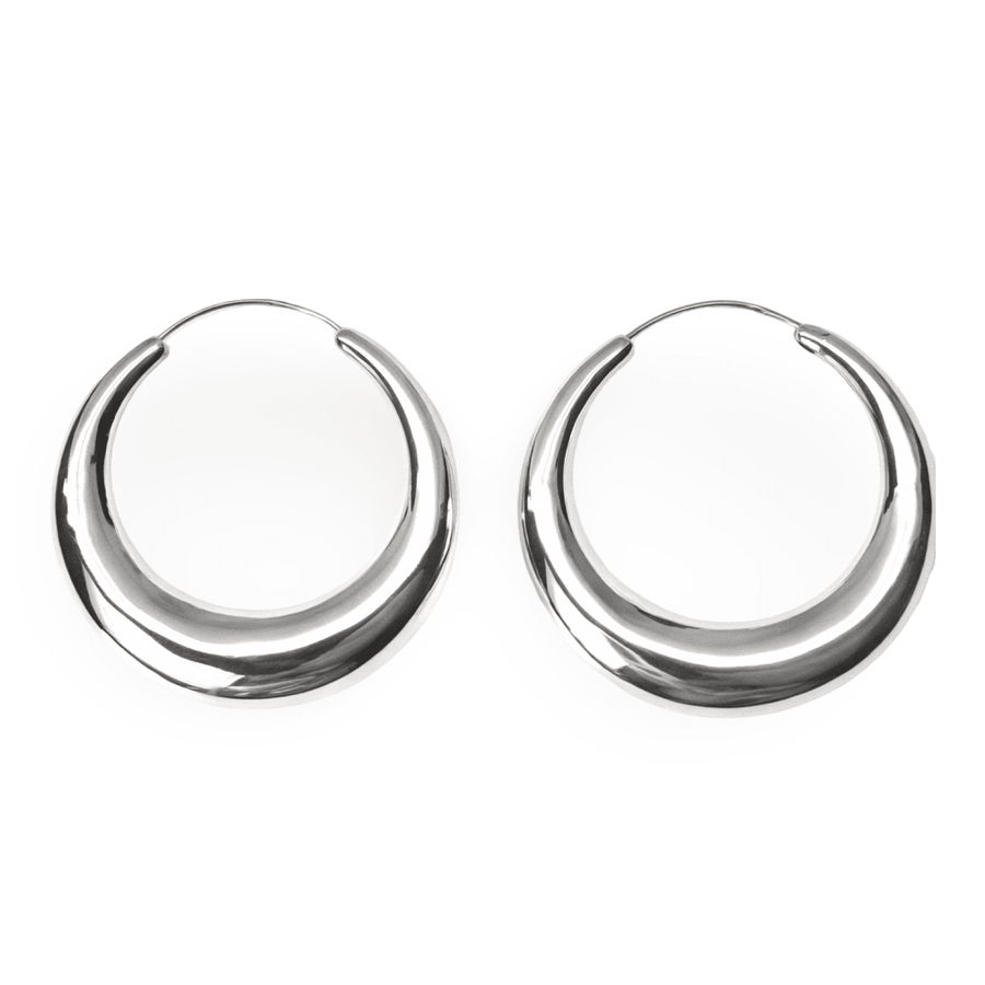 Grosse Silber - Kreolen «Mondsichel» Ø 50 / 55 / 60 mm - Atelier Tibet