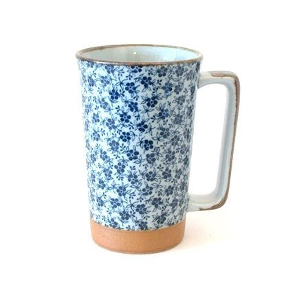 Grosse Tasse (Mug) mit blauem Blütenmuster - Atelier Tibet