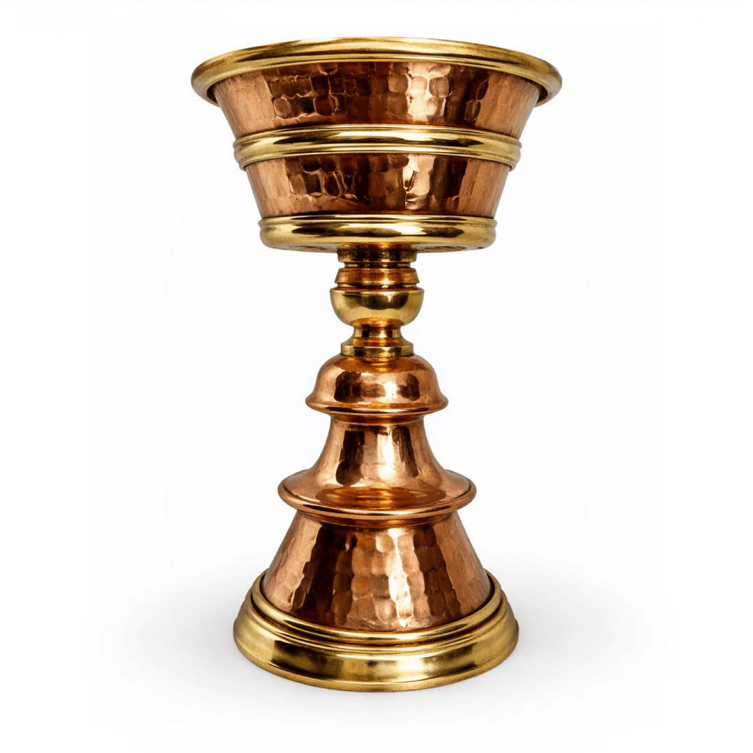 Grosse Tibetische Butterlampe «Dipa» aus Kupfer und Messing - Atelier Tibet