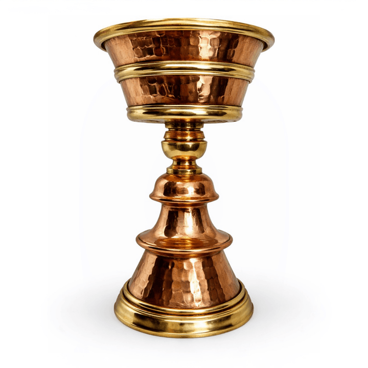 Grosse Tibetische Butterlampe «Dipa» aus Kupfer und Messing - Atelier Tibet