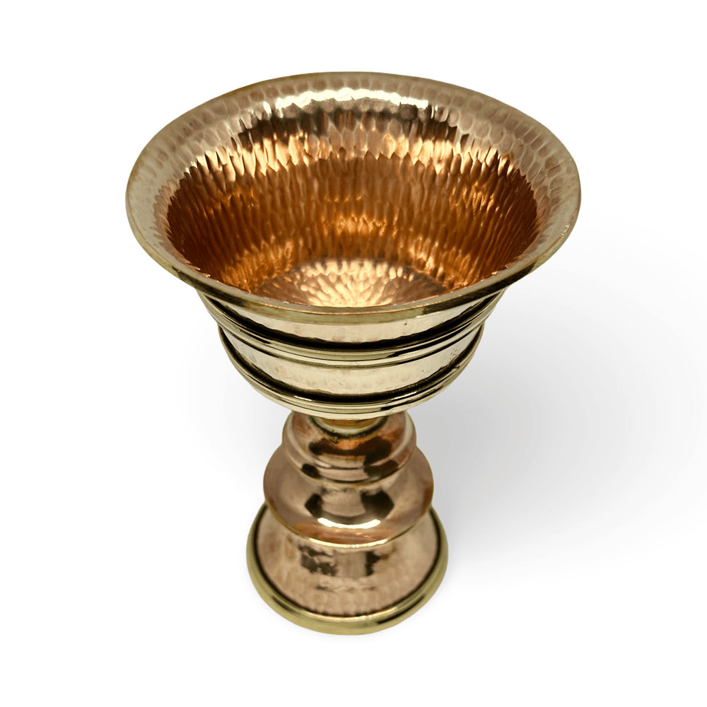 Grosse Tibetische Butterlampe «Dipa» aus Kupfer und Messing - Atelier Tibet