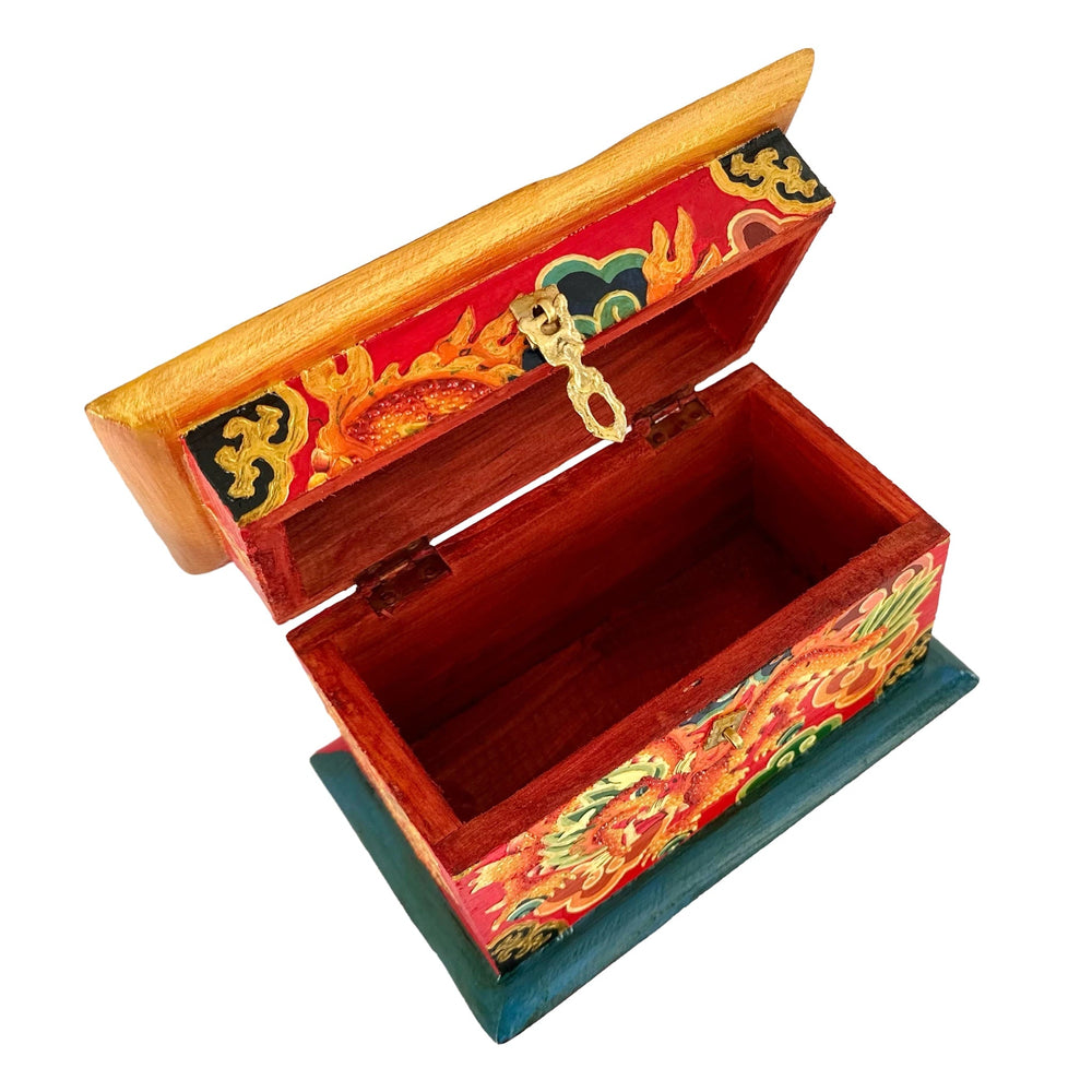 Grosse Tibetische Drachen-Holzschatulle - Atelier Tibet