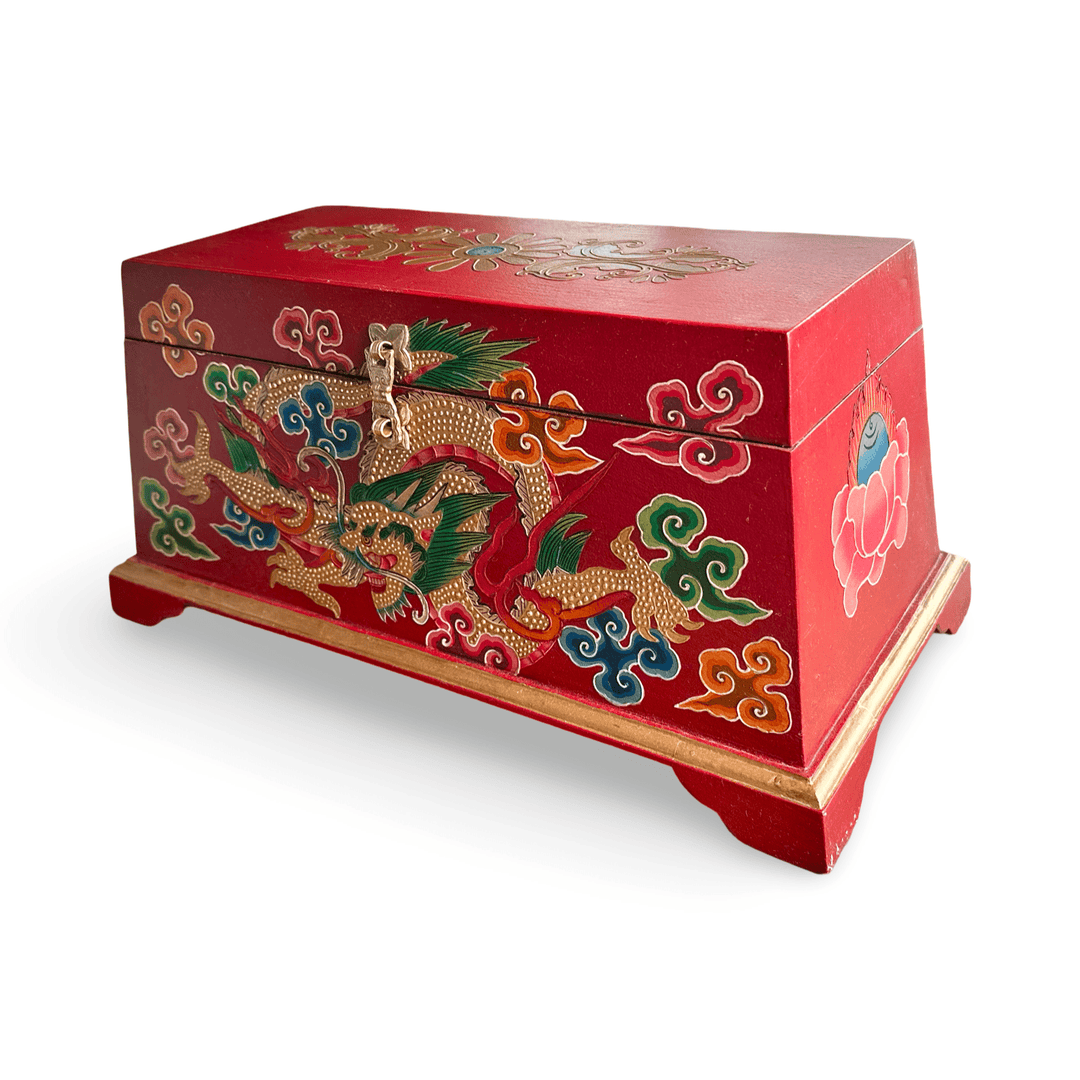 Grosse Tibetische Drachen - Holzschatulle - Atelier Tibet