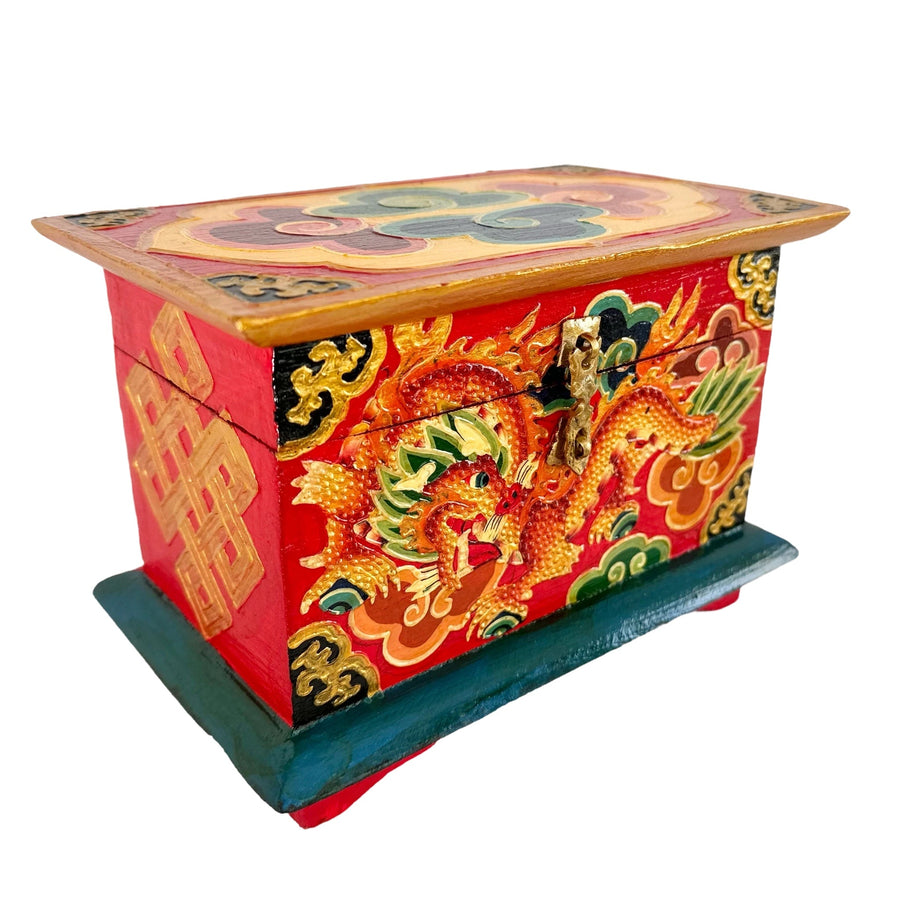 Grosse Tibetische Drachen-Holzschatulle - Atelier Tibet
