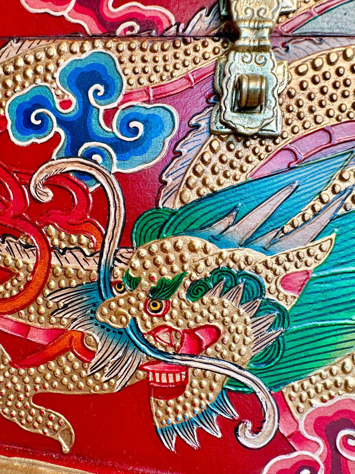 Grosse Tibetische Drachen - Holzschatulle - Atelier Tibet