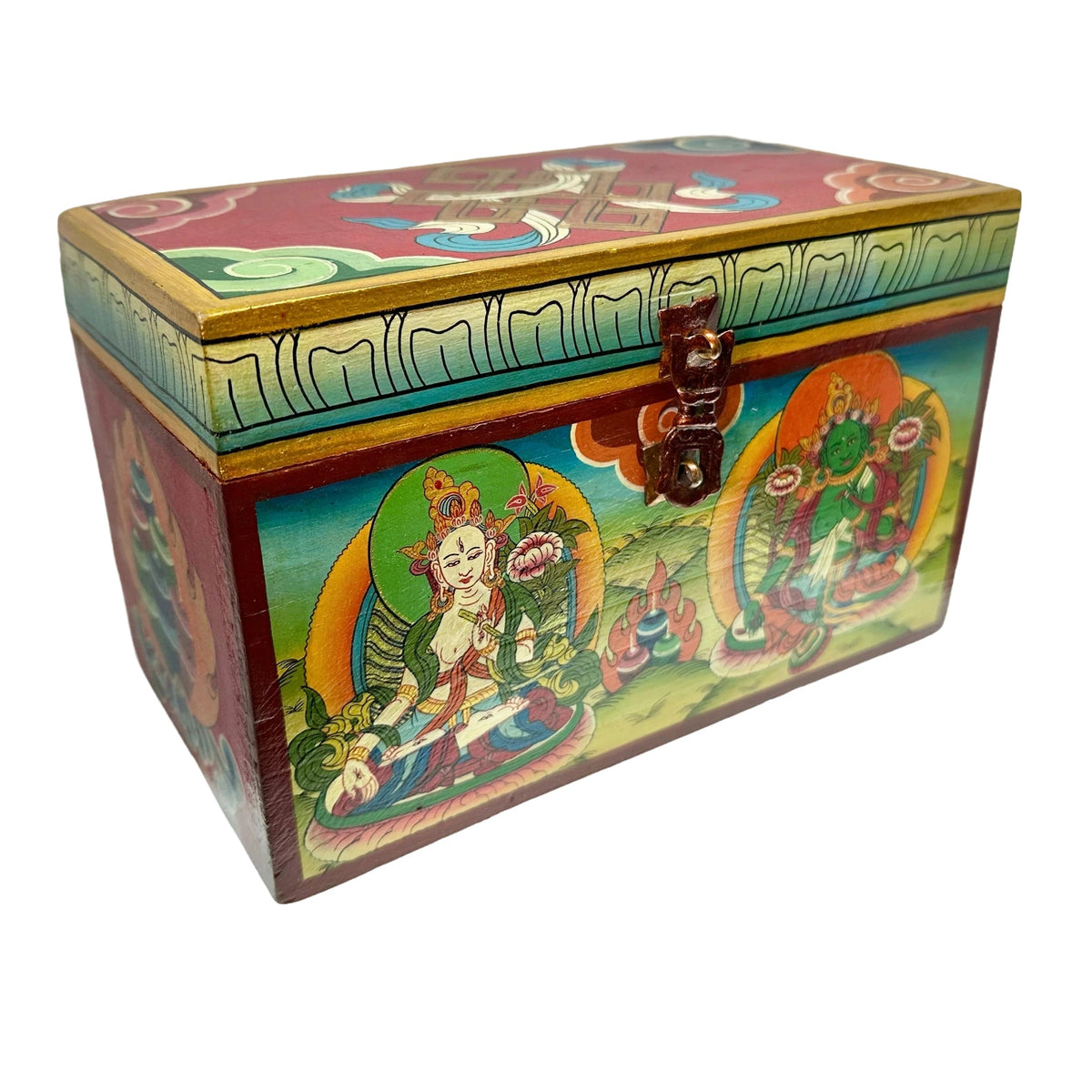 Grosse Tibetische Tara-Holzschatulle - Atelier Tibet