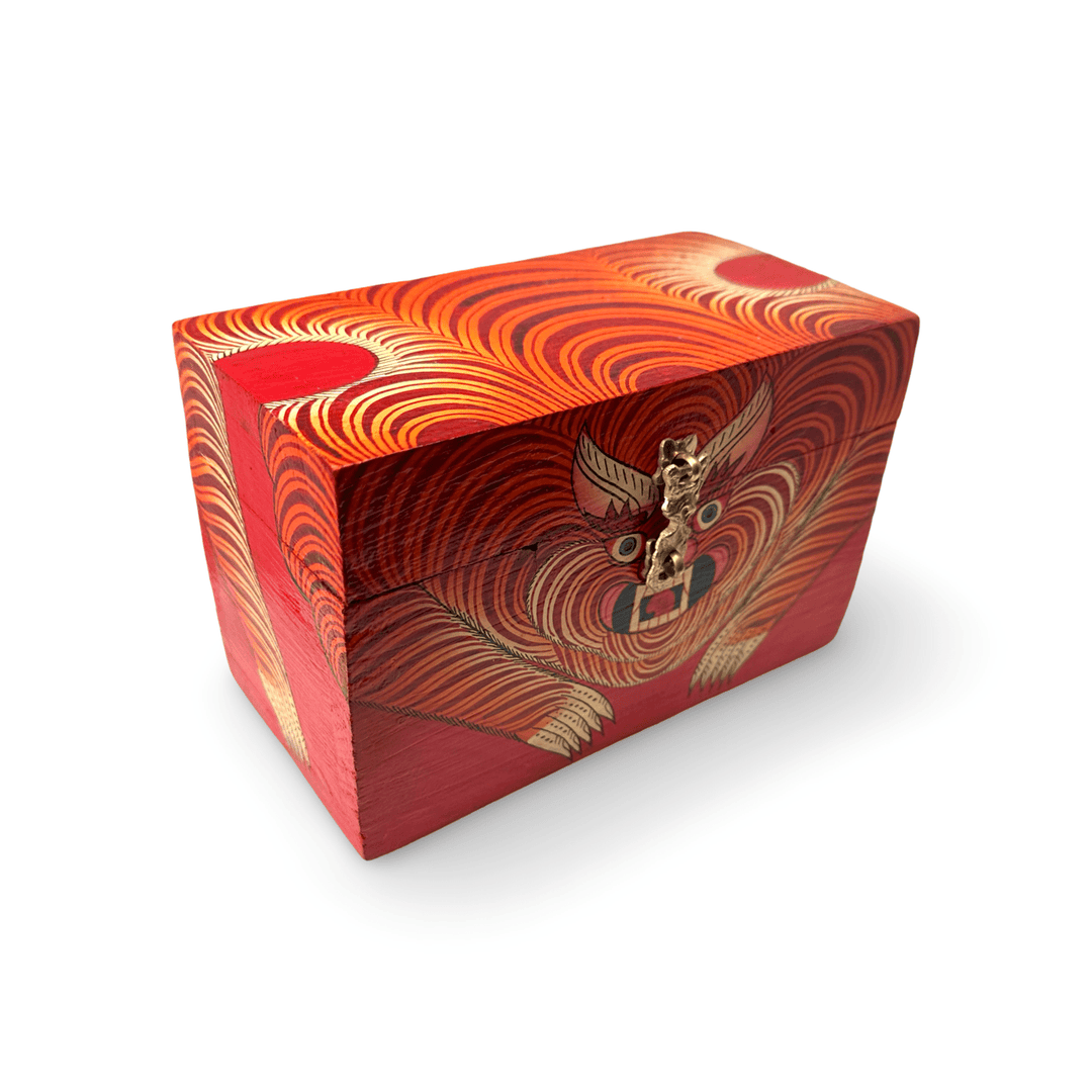 Grosse Tibetische Tiger-Holzschatulle - Atelier Tibet