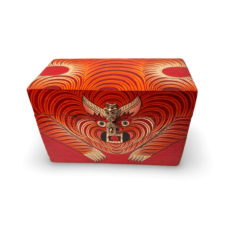 Grosse Tibetische Tiger-Holzschatulle - Atelier Tibet