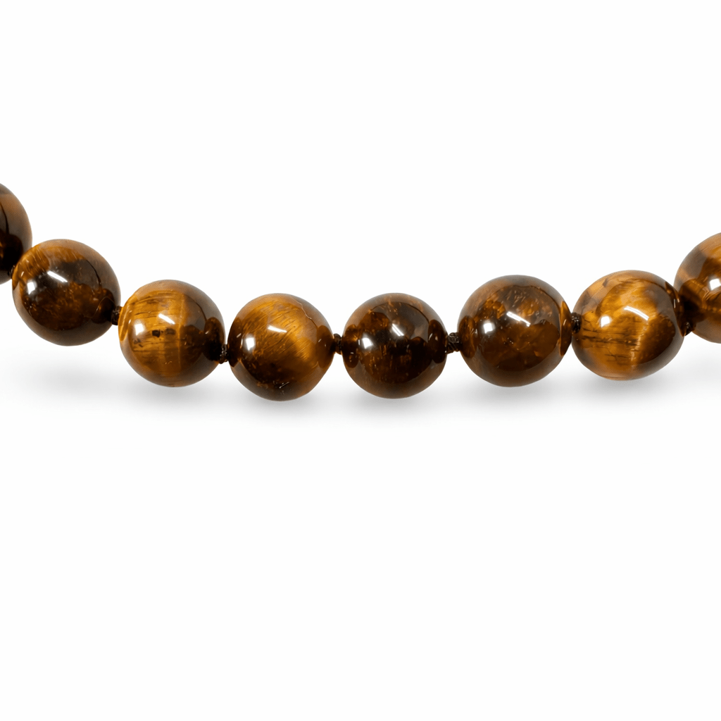 Grosse Tigerauge - Kette mit Hakenverschluss aus Silber - Atelier Tibet