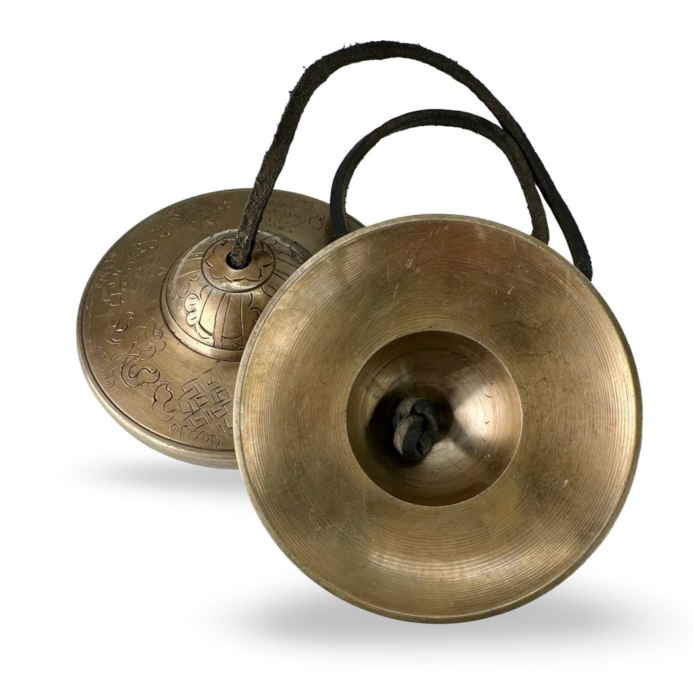 Grosse Tingsha (Zimbel) mit Glückssymbolen - Atelier Tibet