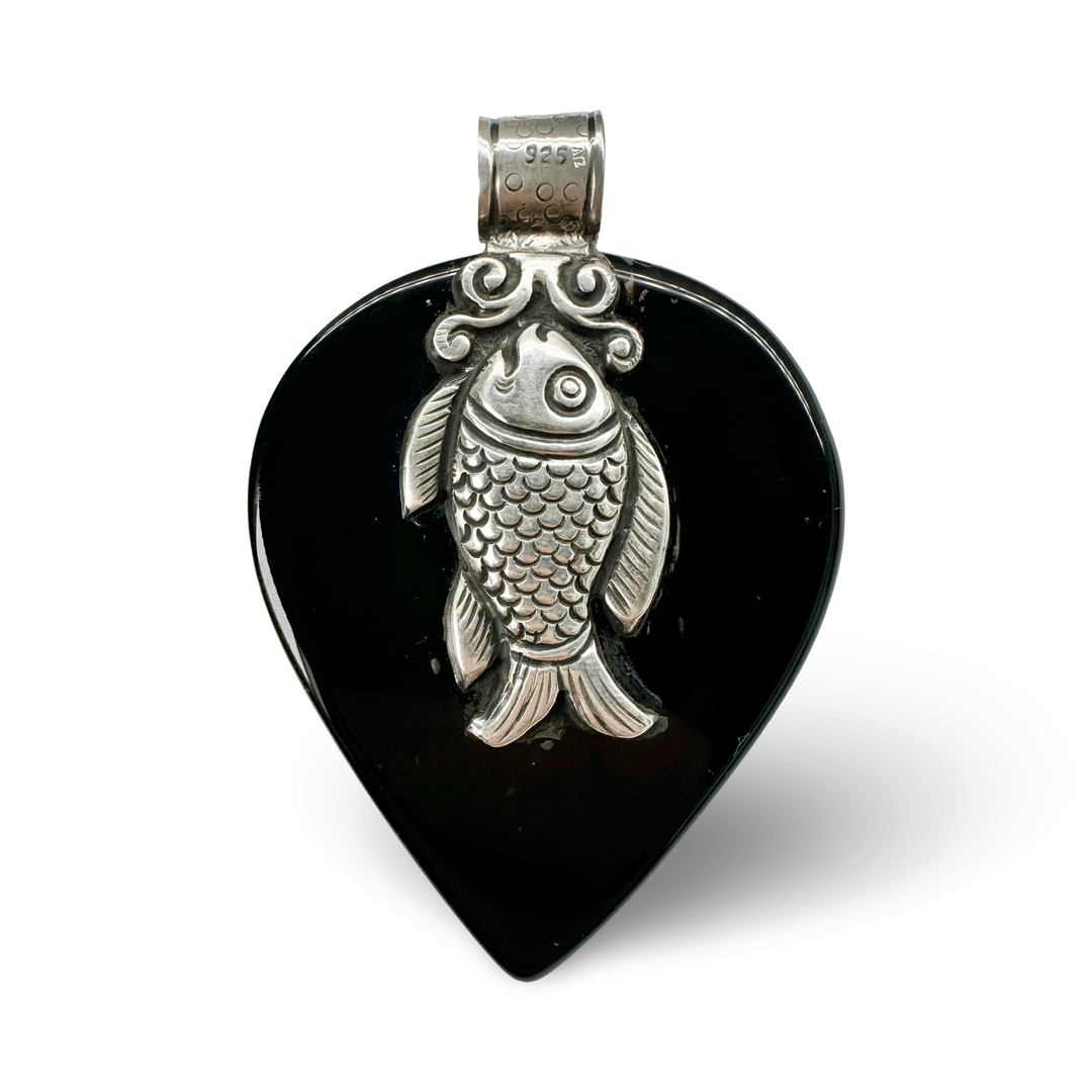 Grosser Onyx - Drachen - Anhänger - Atelier Tibet