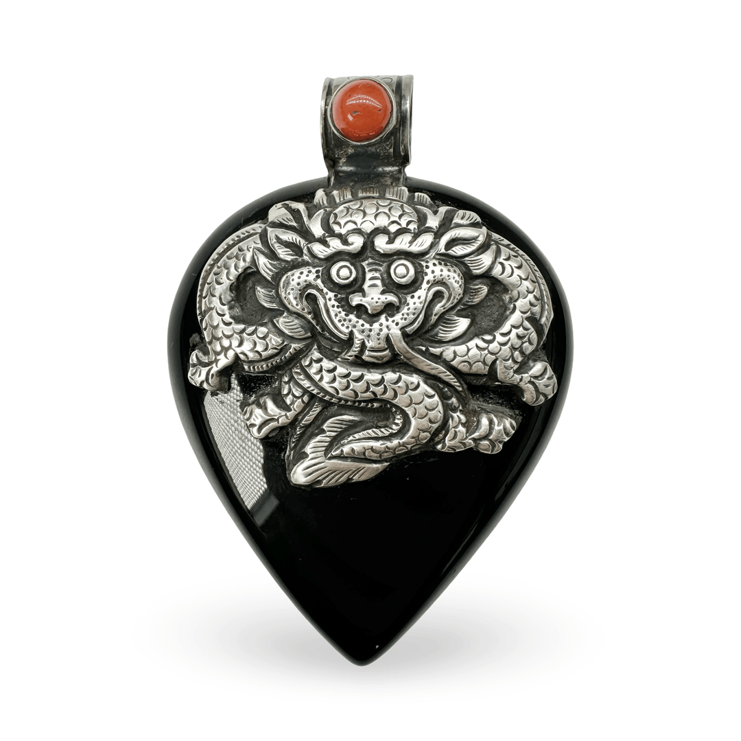 Grosser Onyx - Drachen - Anhänger - Atelier Tibet