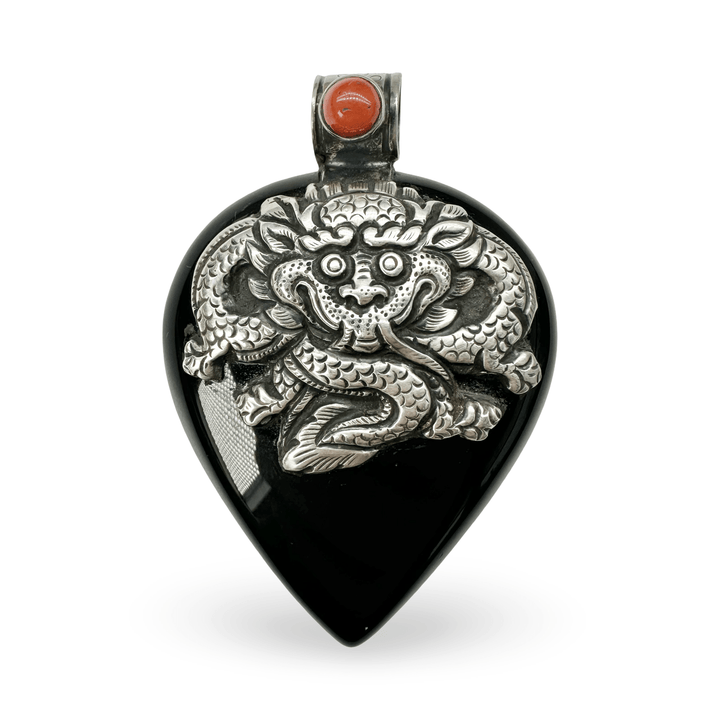 Grosser Onyx - Drachen - Anhänger - Atelier Tibet