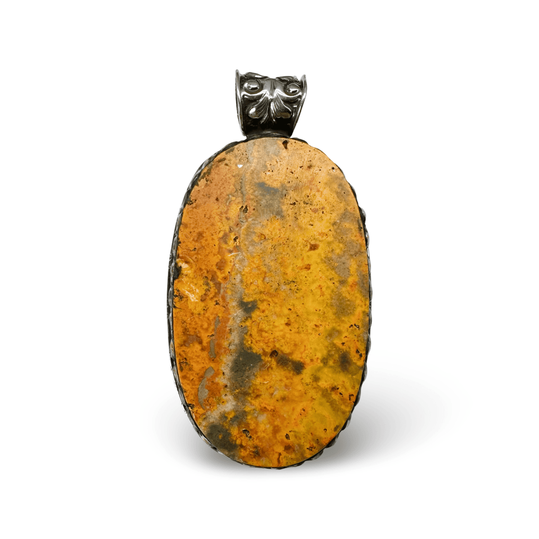 Grosser «Pfau» Silber - Anhänger mit Hummel - Jaspis - Atelier Tibet