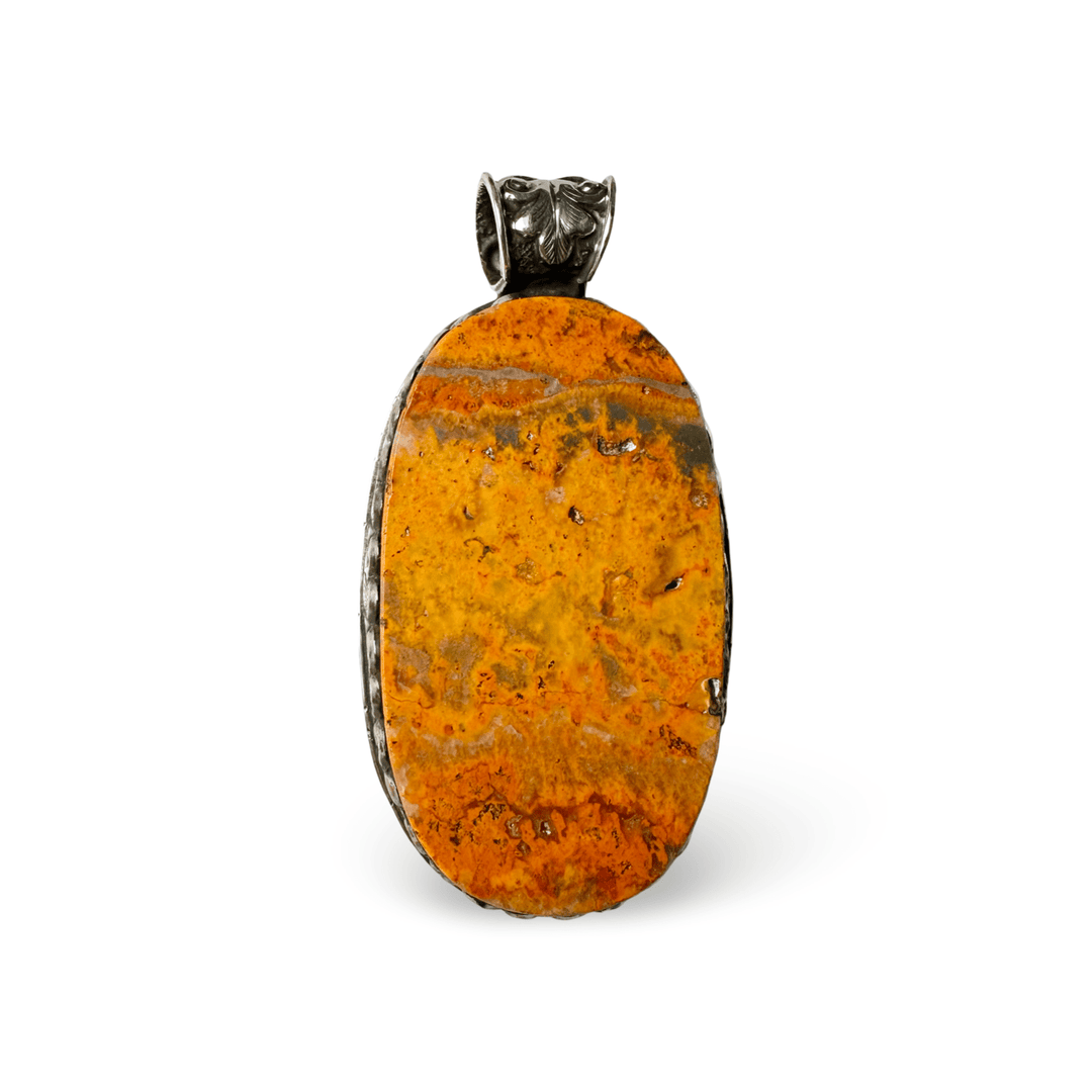 Grosser «Pfau» Silber - Anhänger mit Hummel - Jaspis - Atelier Tibet