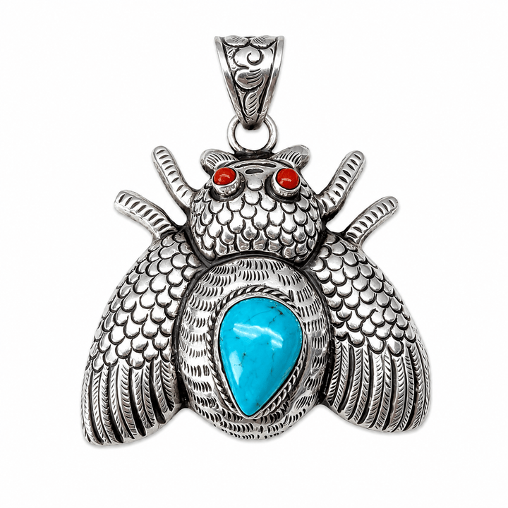 Grosser Silber-Anhänger «Käfer» mit Türkis - Atelier Tibet