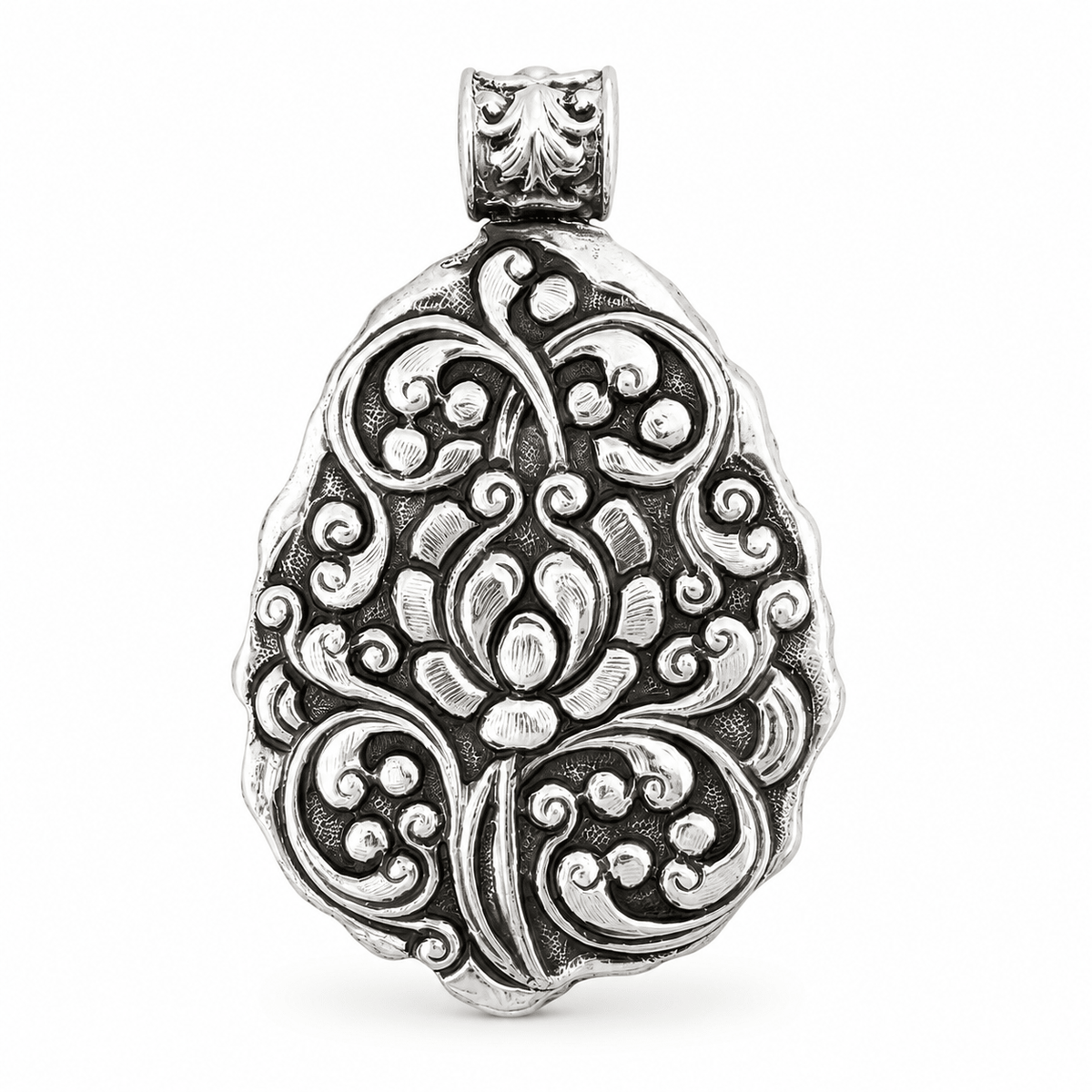Grosser Silber-Anhänger mit Türkis und Koralle - Atelier Tibet