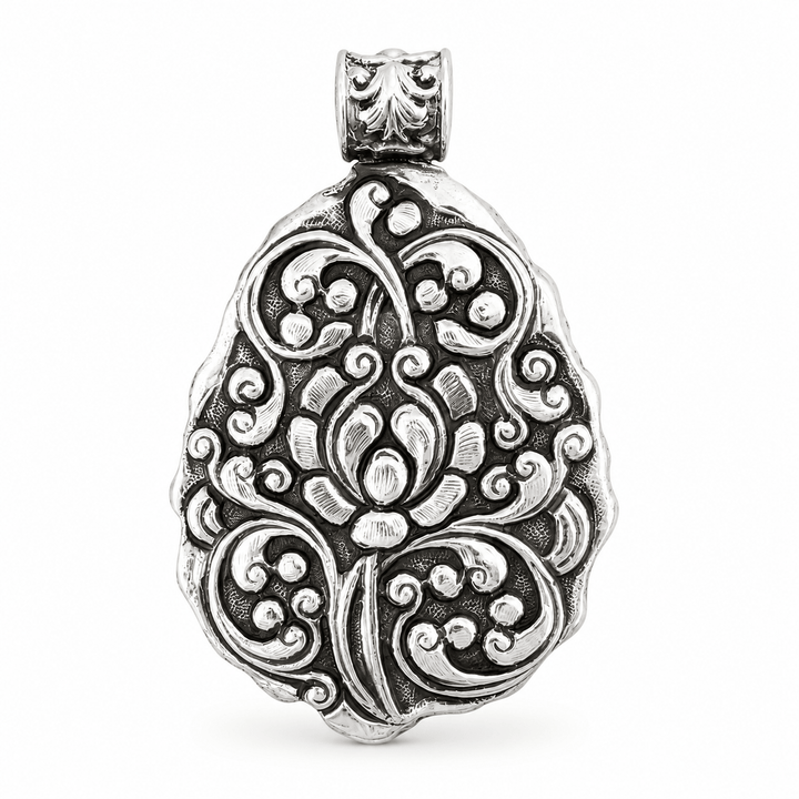 Grosser Silber-Anhänger mit Türkis und Koralle - Atelier Tibet