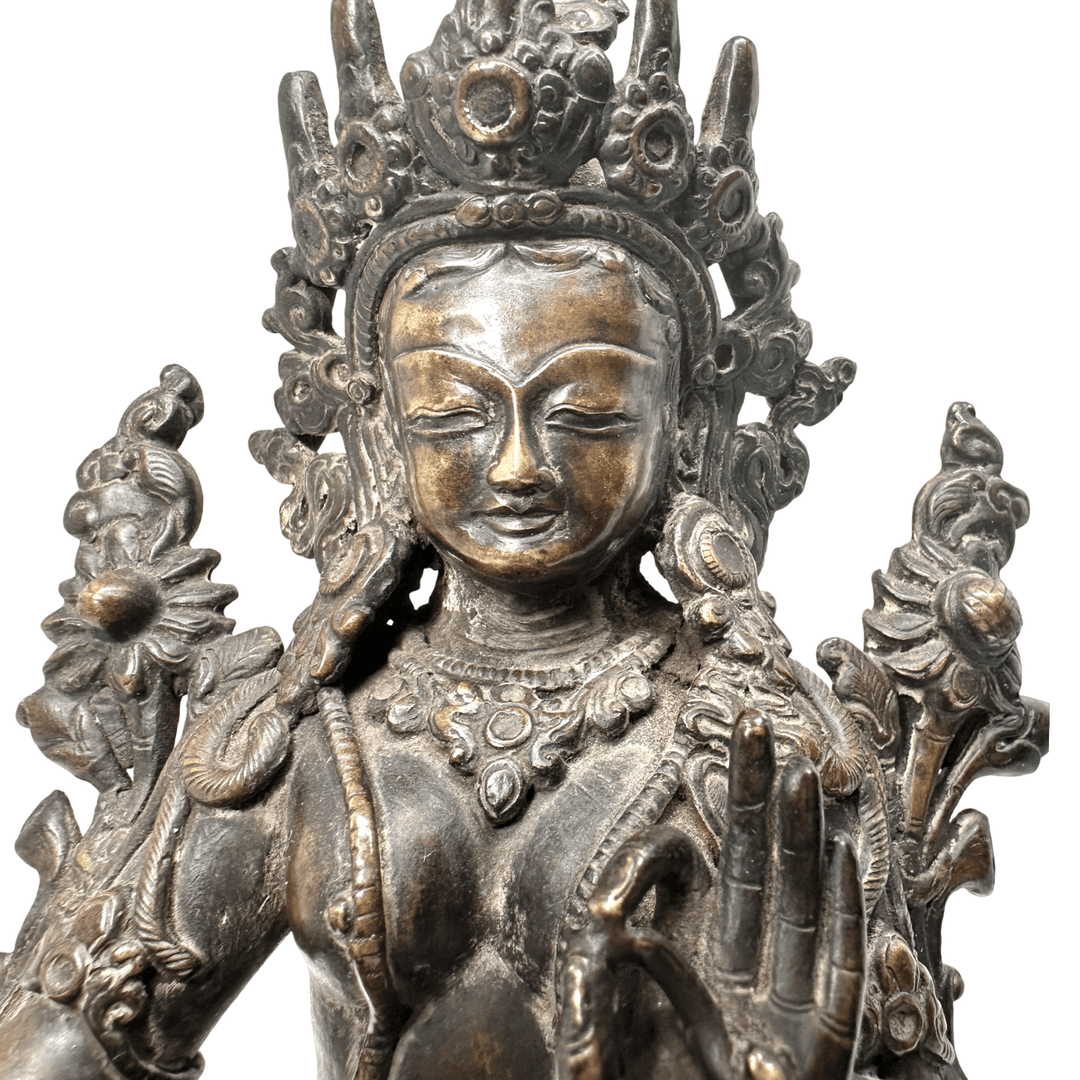 Grüne Tara (Syamatara) Statue – nepalesische Bronze - Atelier Tibet