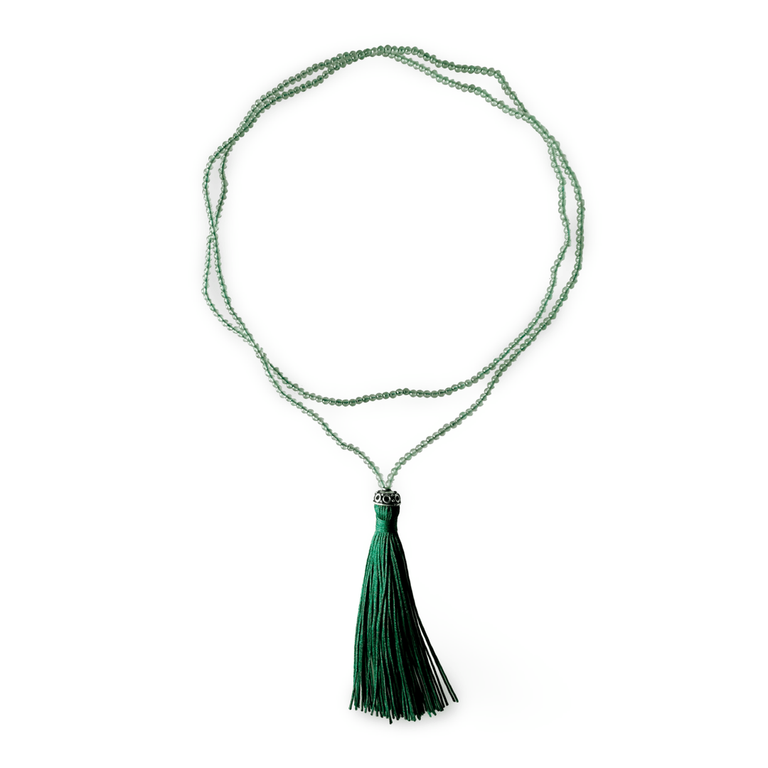 Halskette aus Aventurin mit grüner Quaste - Atelier Tibet