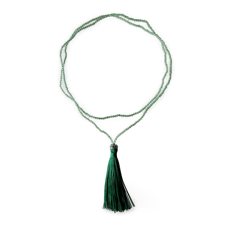 Halskette aus Aventurin mit grüner Quaste - Atelier Tibet