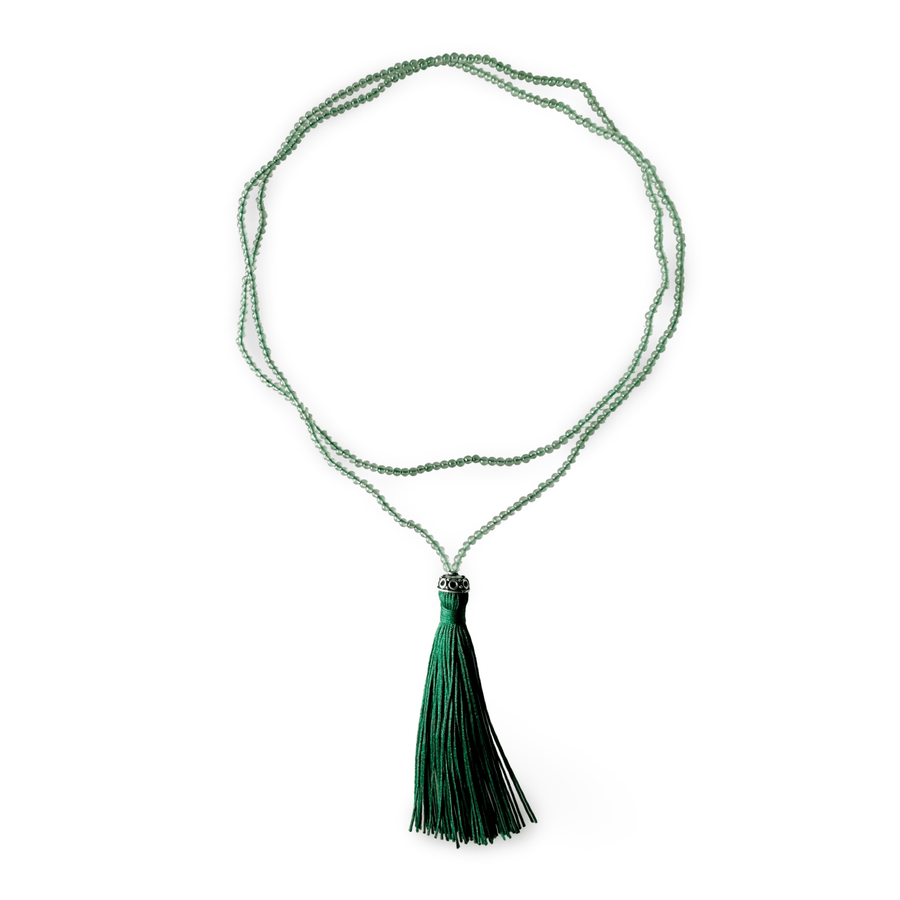 Halskette aus Aventurin mit grüner Quaste - Atelier Tibet