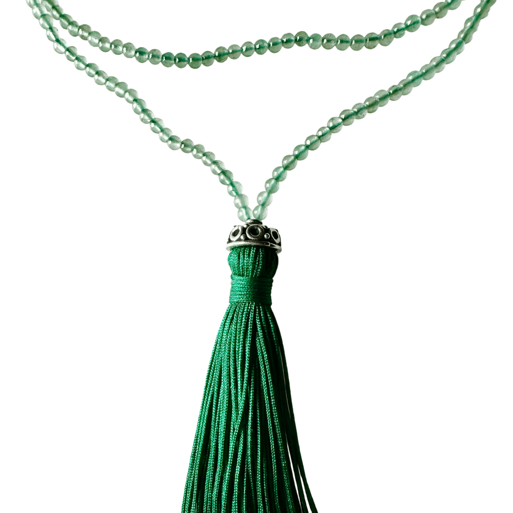 Halskette aus Aventurin mit grüner Quaste - Atelier Tibet