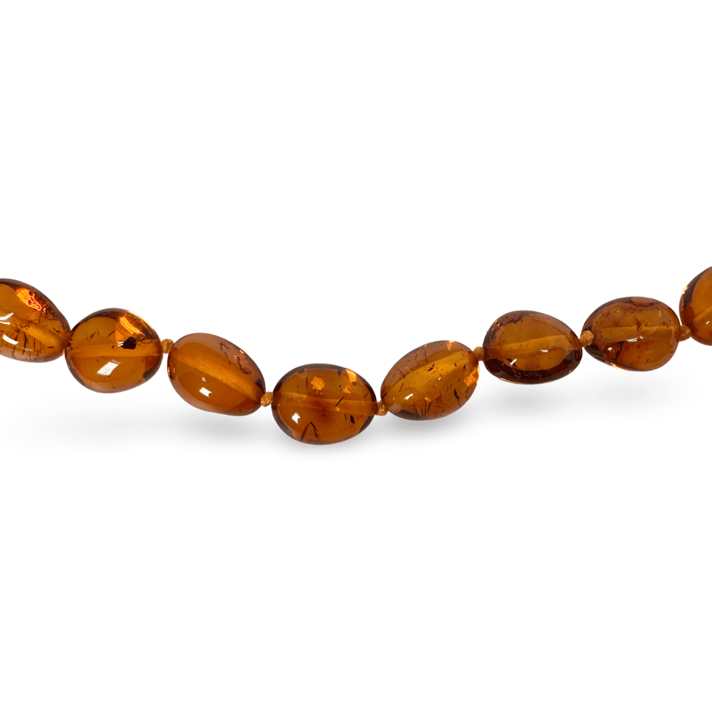 Halskette aus bohnenförmigen Bernsteinen - Atelier Tibet