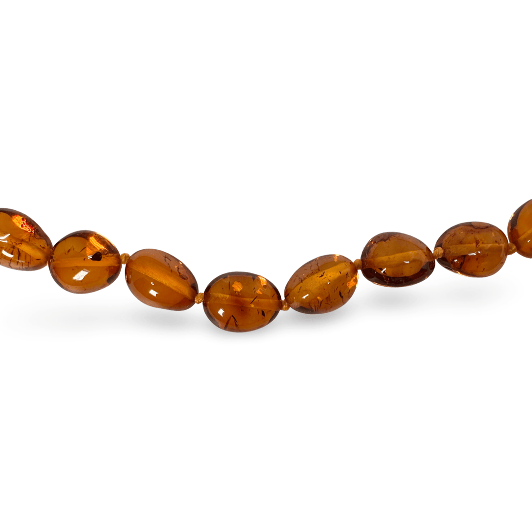Halskette aus bohnenförmigen Bernsteinen - Atelier Tibet