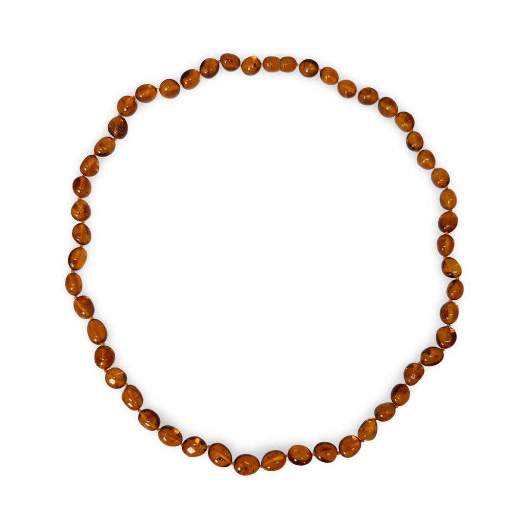 Halskette aus bohnenförmigen Bernsteinen - Atelier Tibet