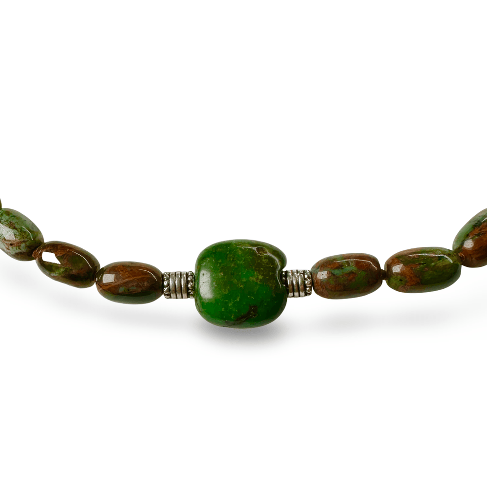 Halskette aus Opal - Perlen, Türkis und Silber - Atelier Tibet