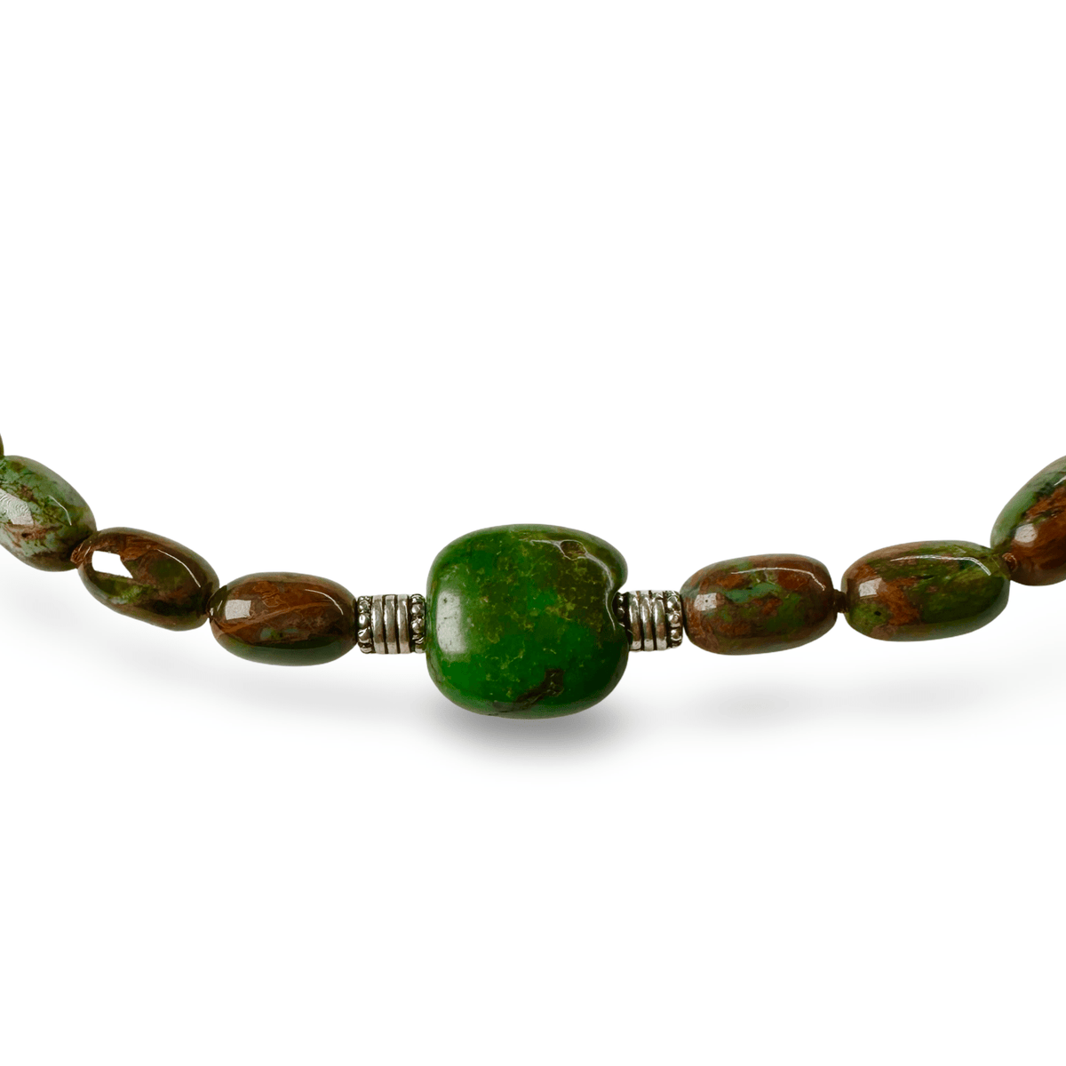 Halskette aus Opal - Perlen, Türkis und Silber - Atelier Tibet