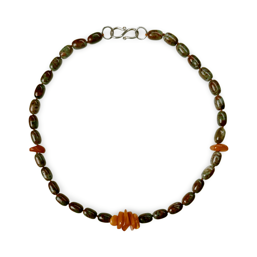 Halskette aus Opal - Perlen und Bernstein - Atelier Tibet