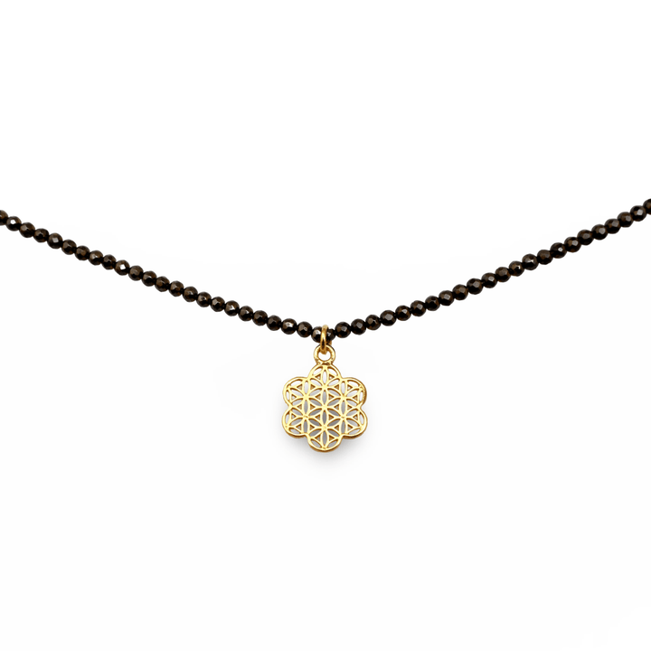 Halskette aus Pyrit mit Blume des Lebens - Atelier Tibet