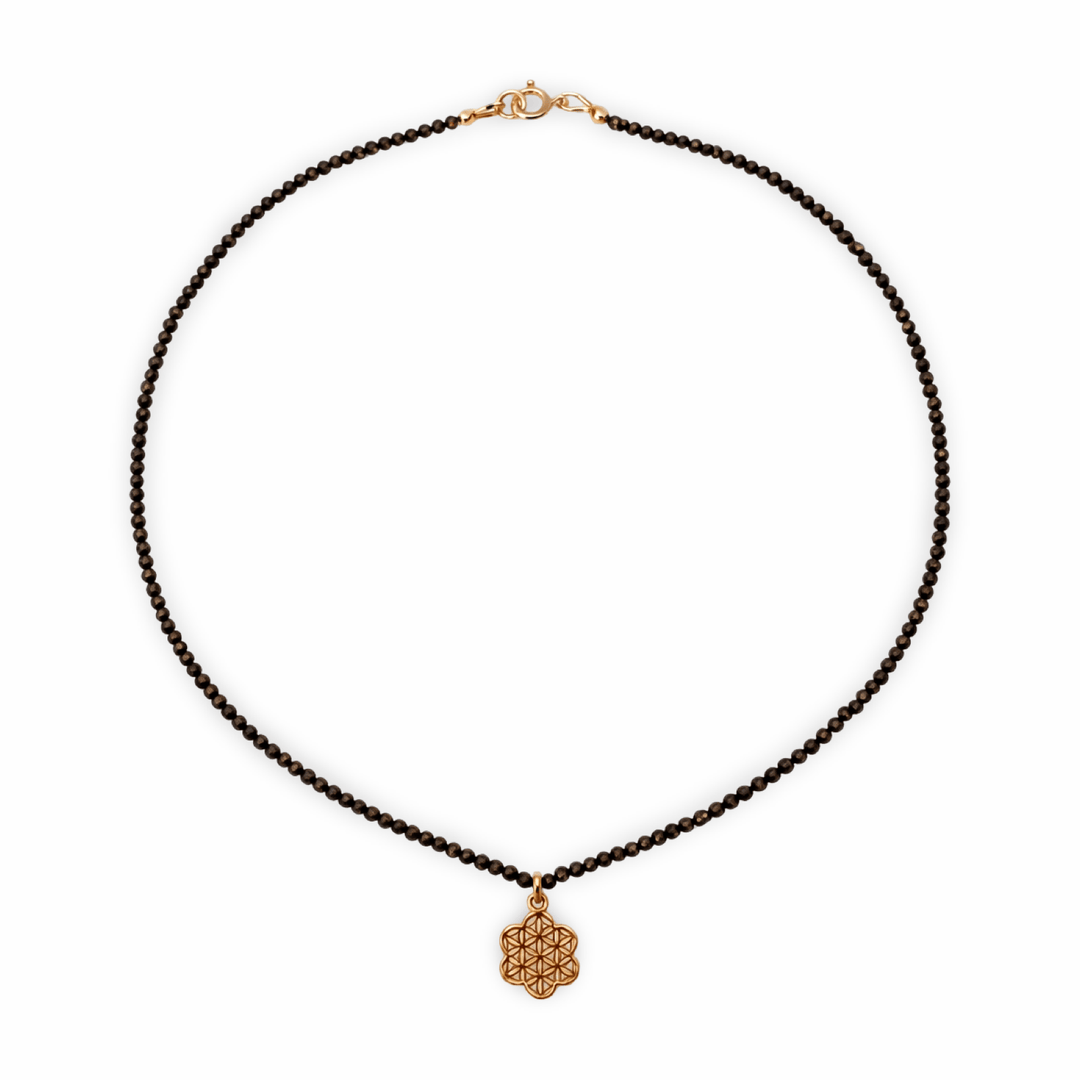 Halskette aus Pyrit mit Blume des Lebens - Atelier Tibet