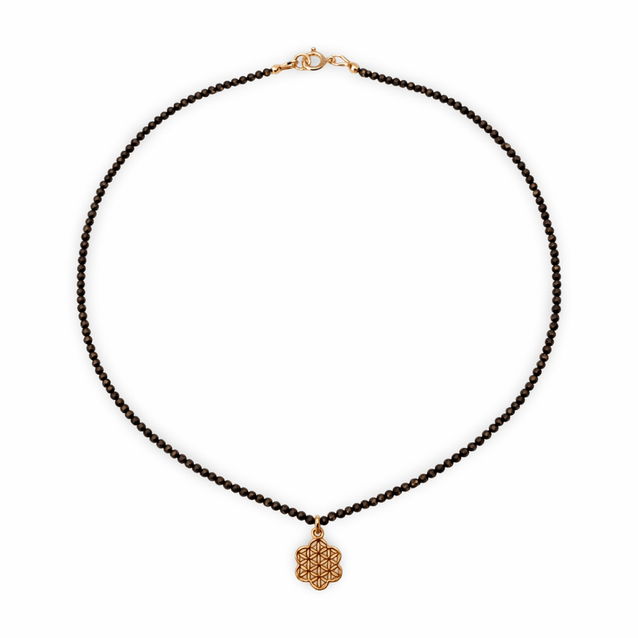 Halskette aus Pyrit mit Blume des Lebens - Atelier Tibet