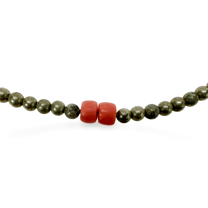 Halskette aus Pyrit und alten Korallen - Atelier Tibet