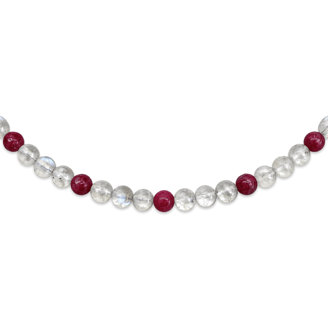 Halskette aus rosa Turmalin und Mondstein - Atelier Tibet