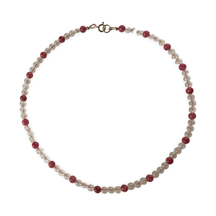 Halskette aus rosa Turmalin und Mondstein - Atelier Tibet