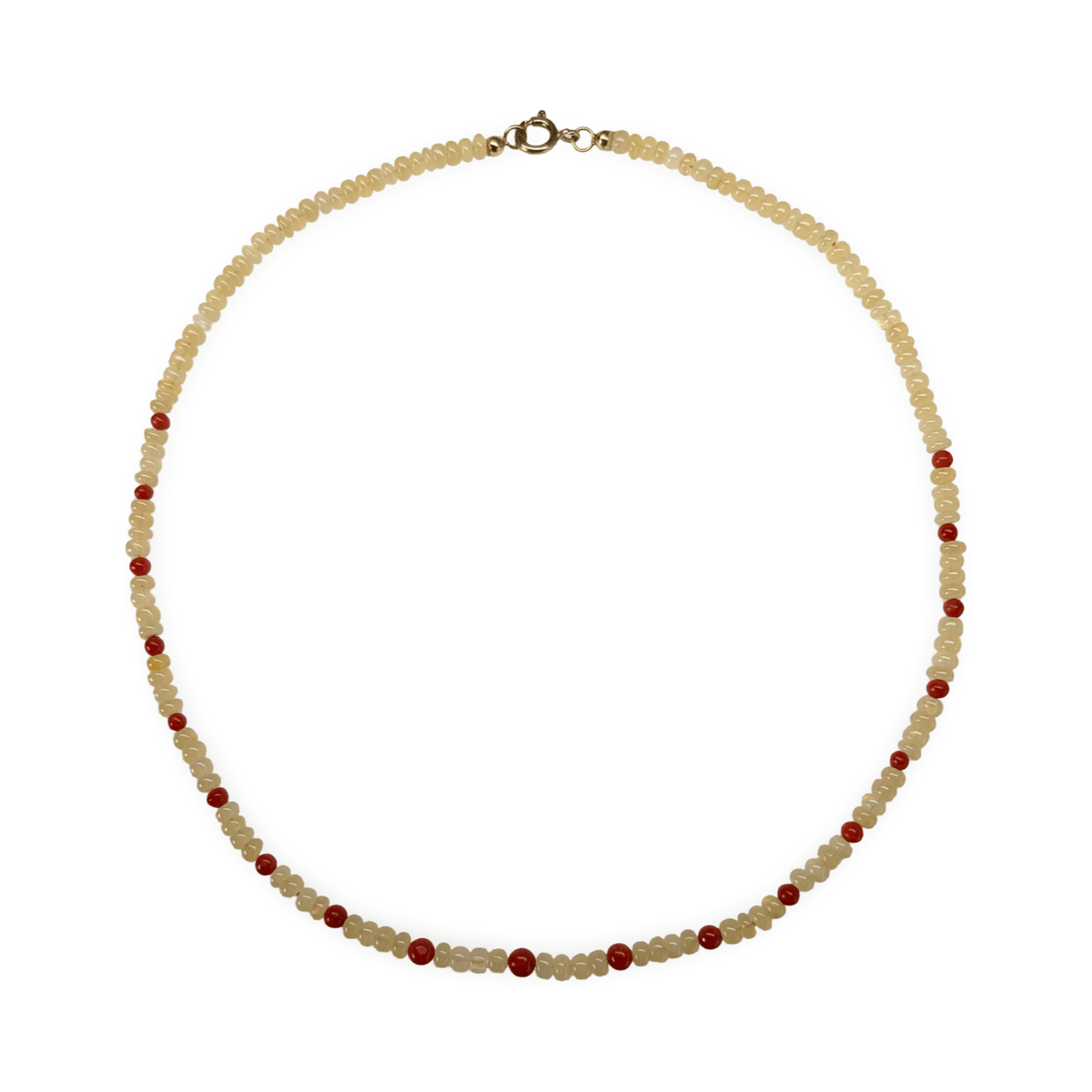 Halskette aus Welo-Opal mit Koralle - Atelier Tibet