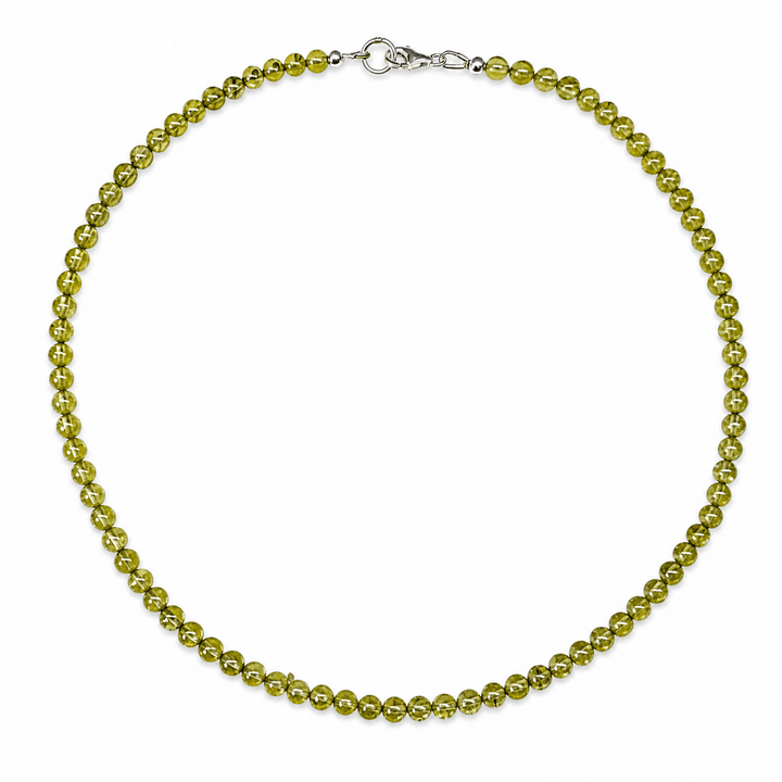 Halskette mit facettierten Peridot - Perlen - Atelier Tibet