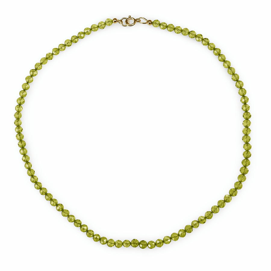 Halskette mit facettierten Peridot - Perlen - Atelier Tibet