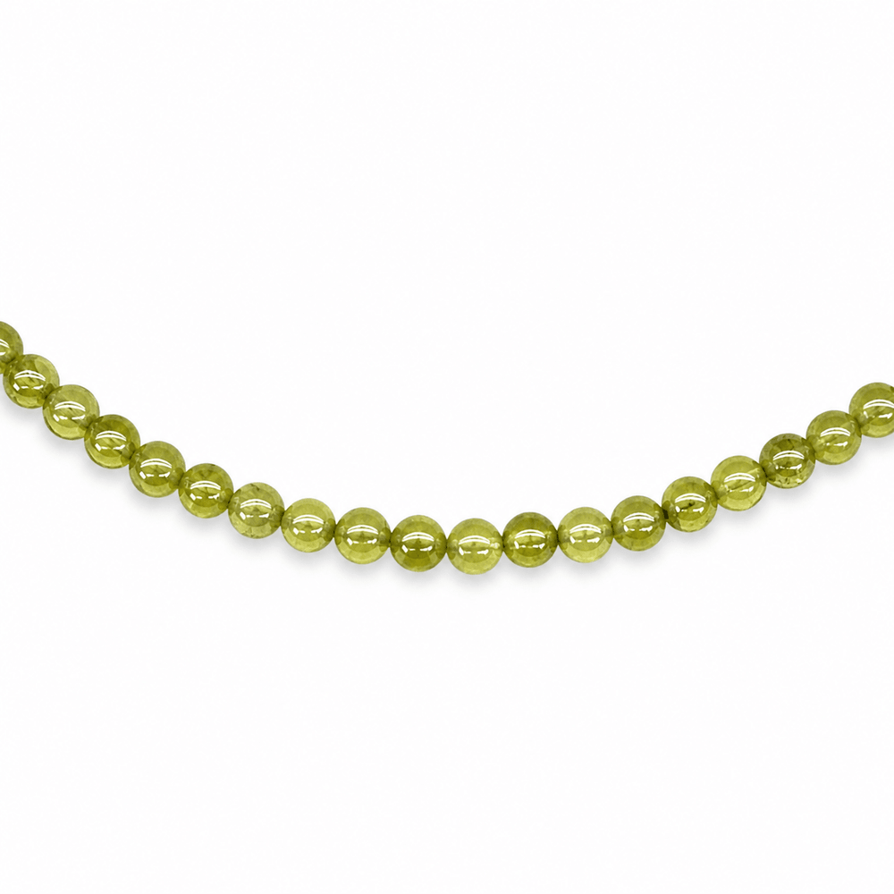 Halskette mit facettierten Peridot - Perlen - Atelier Tibet