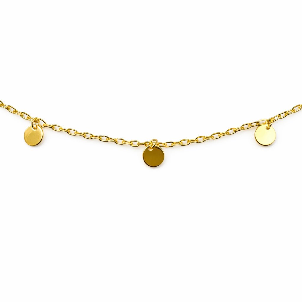 Halskette mit kleinen Plättchen aus vergoldetem Silber - Atelier Tibet