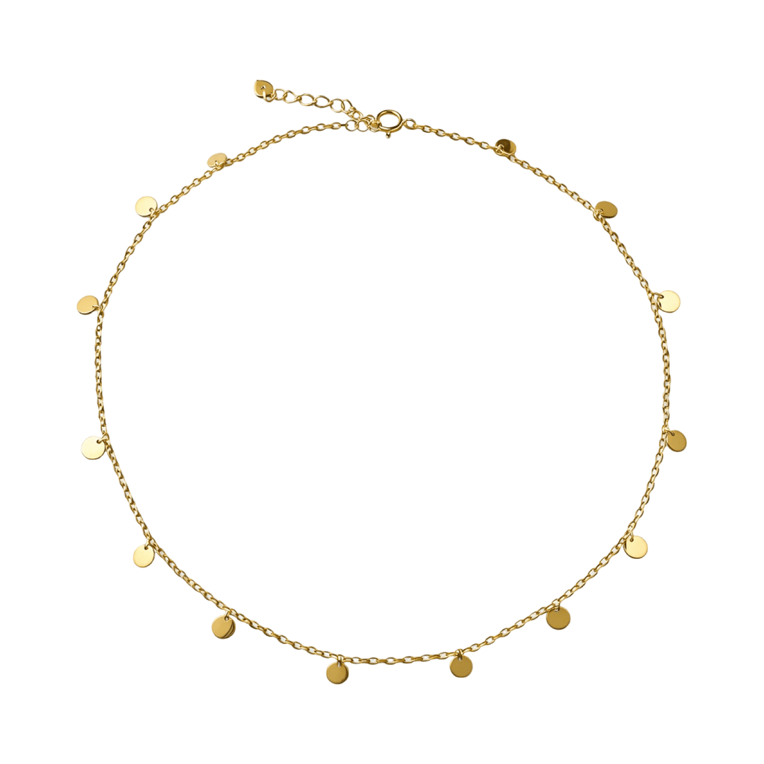 Halskette mit kleinen Plättchen aus vergoldetem Silber - Atelier Tibet