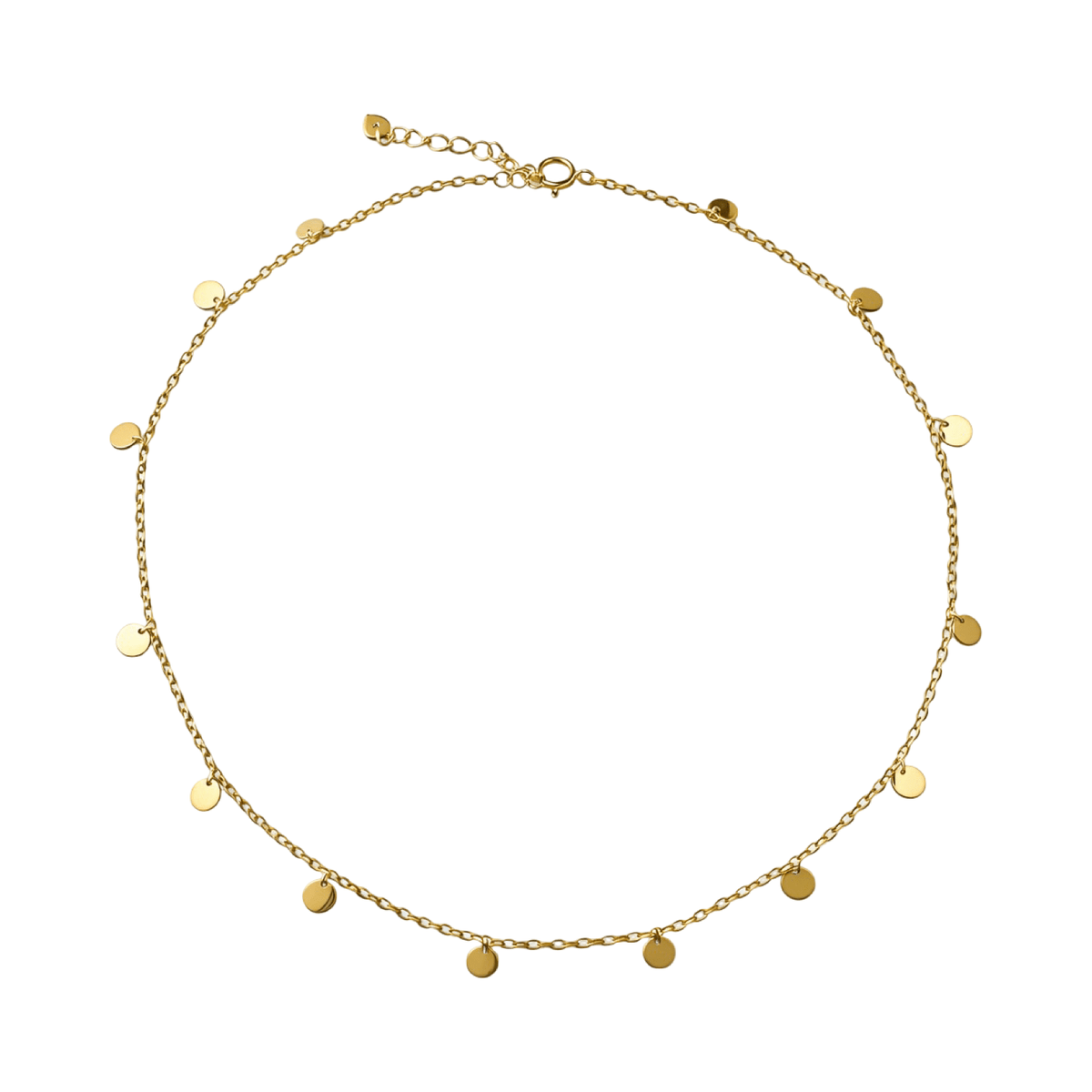 Halskette mit kleinen Plättchen aus vergoldetem Silber - Atelier Tibet