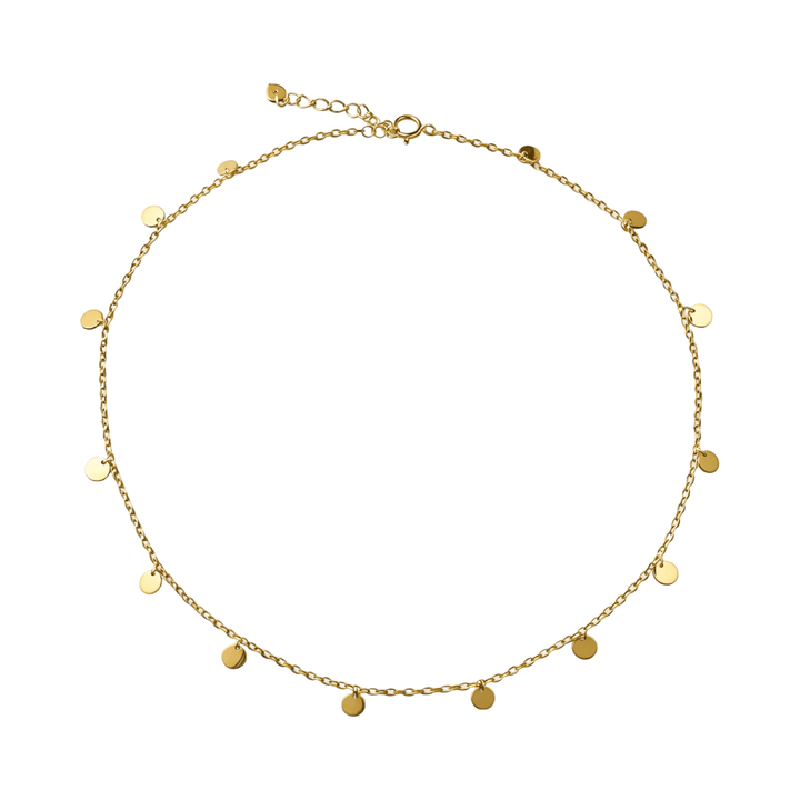 Halskette mit kleinen Plättchen aus vergoldetem Silber - Atelier Tibet