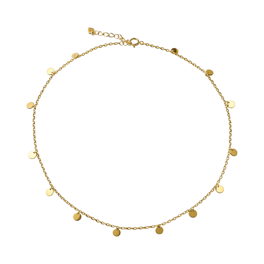 Halskette mit kleinen Plättchen aus vergoldetem Silber - Atelier Tibet