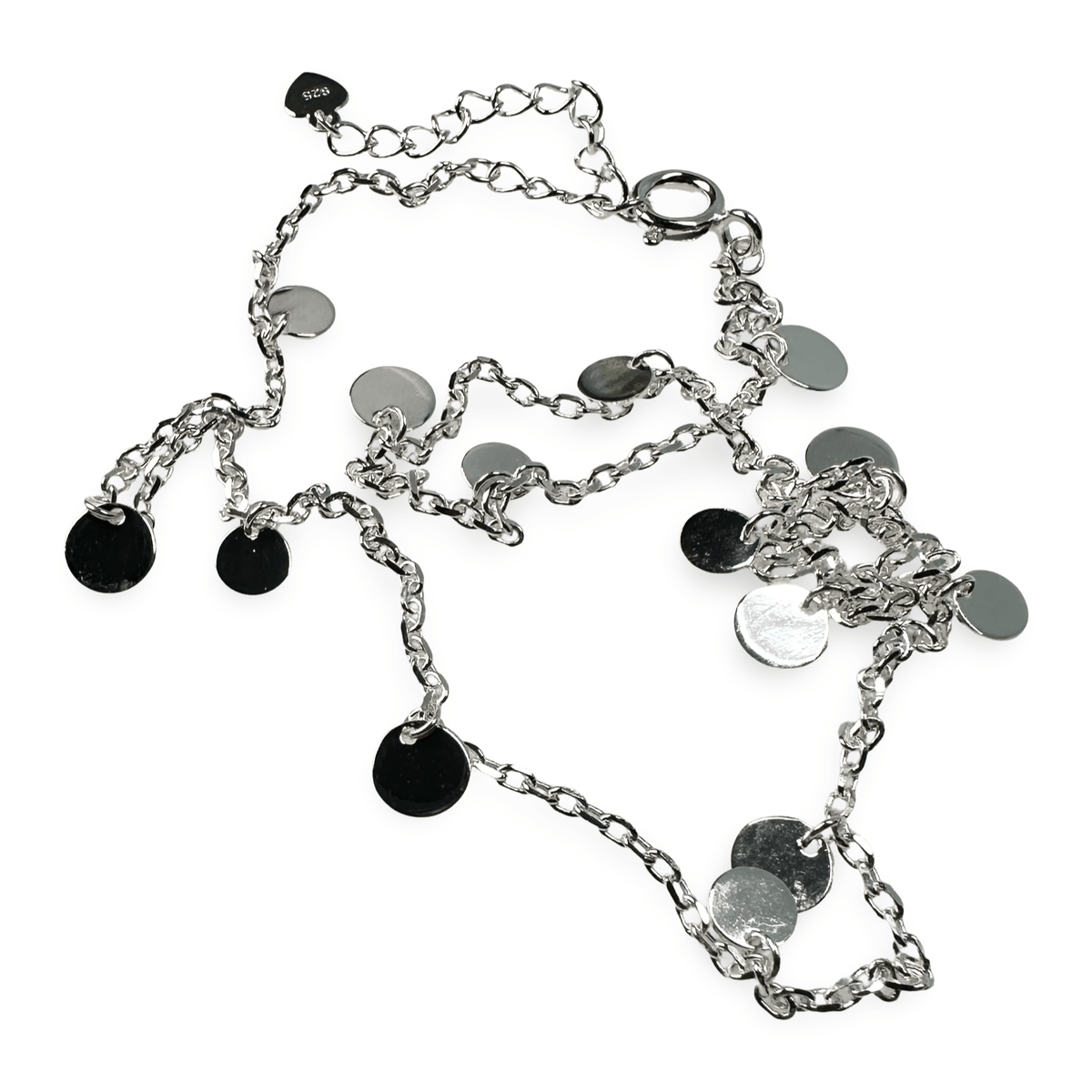 Halskette mit kleinen Plättchen aus Silber - Atelier Tibet