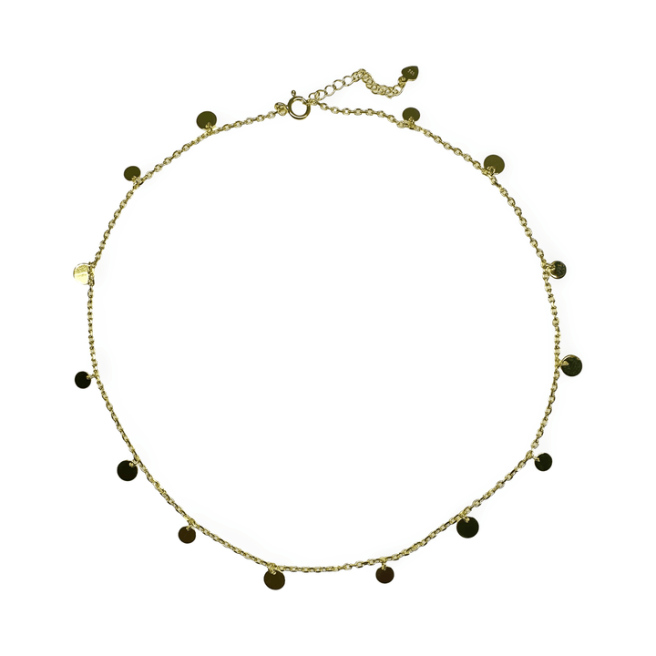 Halskette mit kleinen Plättchen aus vergoldetem Silber - Atelier Tibet